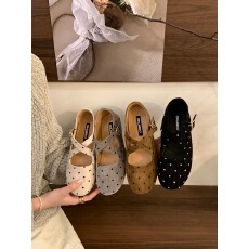 复古分趾波点玛丽珍鞋女2026秋季新款平底软底芭蕾浅口单鞋