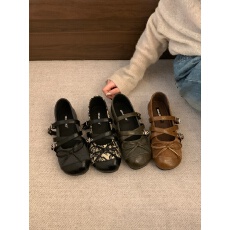 批发<b class='q'>复古</b>蝴蝶结交叉带圆头晚晚单鞋女2026秋季新款芭蕾舞温柔玛丽珍鞋