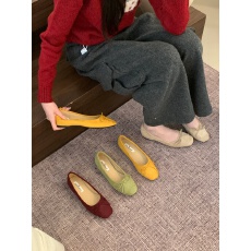 法式方头芭蕾舞单鞋女鞋2026春季蝴蝶结平底奶奶鞋气质晚晚鞋瓢鞋