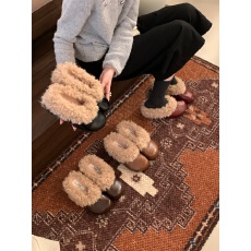 批发内增高包头毛毛拖鞋女外穿2026秋冬新款包跟加绒一脚蹬勃肯棉拖鞋
