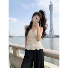 批发复古镂空钩花背心吊带体恤衫女夏季新款时尚<b class='q'>宽松</b>小众背心上衣