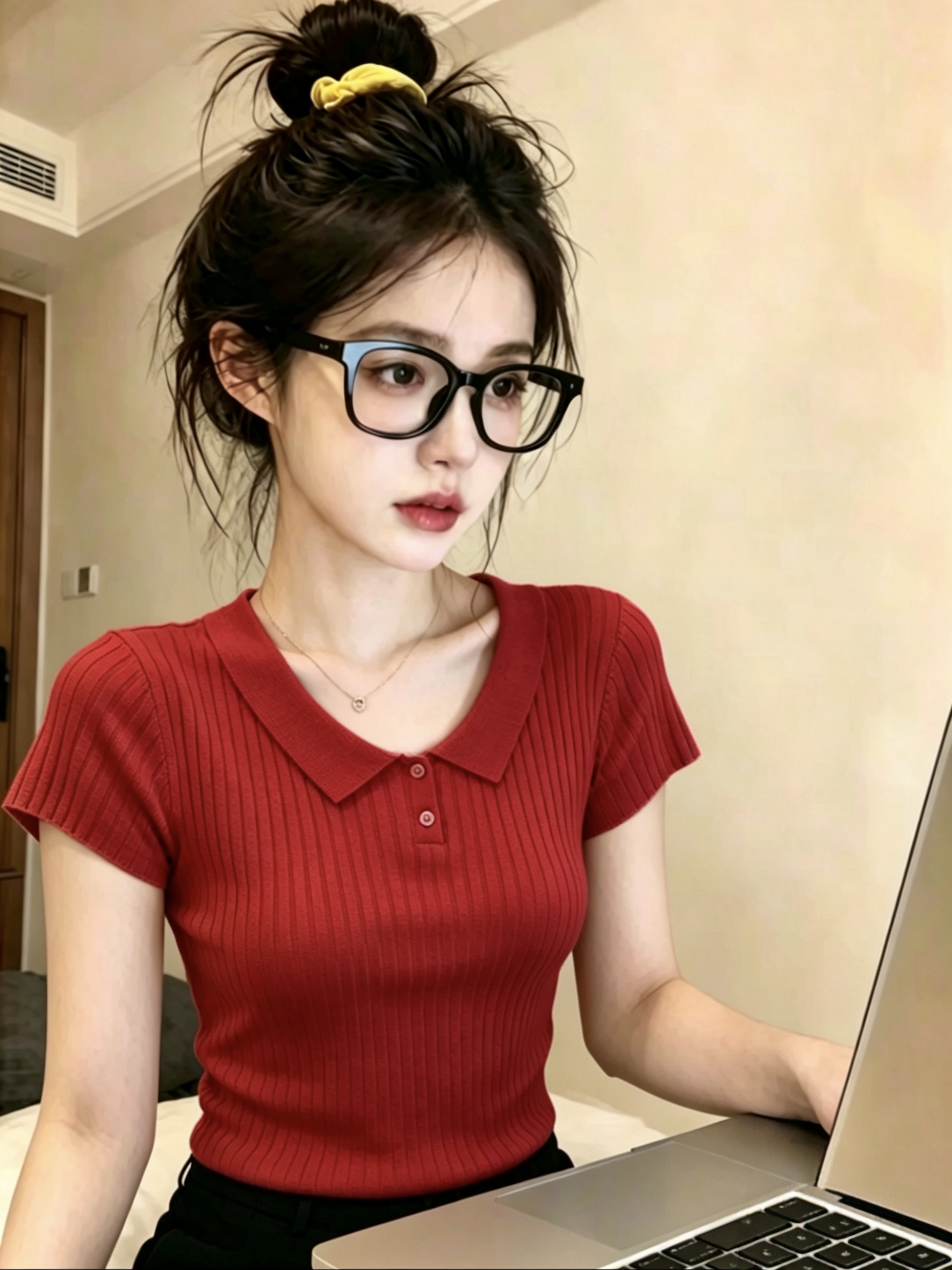 한 부서 얼음 실크 폴로 칼라 반팔 긍정적 인 어깨 니트 티셔츠 여성 여름 작은 키 쇼트 스타일 작은 날다 소매 u 칼라 맨위