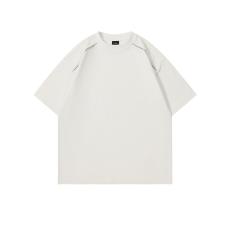 19支220克100%棉潮牌双肩拉链落肩短袖T恤