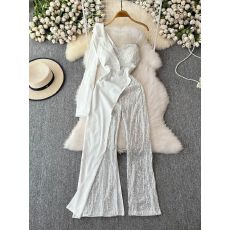 批发名媛<b class='q'>高端</b>气质连体裤女港味chic小众轻奢露肩吊带长袖亮片拼接长裤