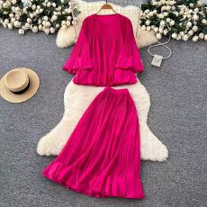 批发欧美轻奢高级感圆领泡泡袖衬衫女<b class='q'>秋</b>季褶皱荷叶边小众设计气质上衣