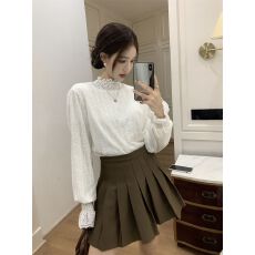 批发加绒磨毛蕾丝打底衫女装秋冬季2025新款洋气内搭长袖白色<b class='q'>衬衣</b>上衣