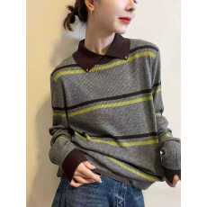 批发<b class='q'>条纹</b>毛衣女士秋冬季2025年新款小个子洋气套头内搭上衣针织<b class='q'>打底衫</b>