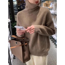 批发<b class='q'>外贸</b>Temu速卖通秋冬新款女高领纯羊绒宽松慵懒风毛衣针织衫羊毛衫