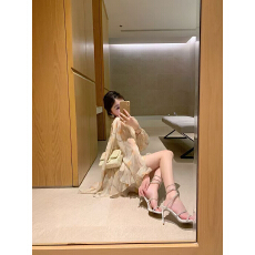 批发法式高级氛围感风v领泡泡袖碎花收腰女装不规则仙女短裙ihs连衣裙