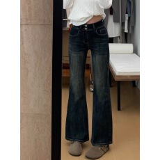 批发非实拍美式辣妹牛仔<b class='q'>裤</b>女百搭款宽松显瘦直筒阔腿拖地<b class='q'>裤</b>
