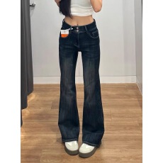 批发非实拍美式辣妹牛仔<b class='q'>裤</b>女百搭款宽松显瘦直筒阔腿拖地<b class='q'>裤</b>