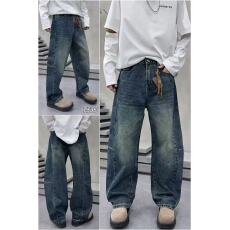 批发2025秋冬新款美式复古水洗牛仔裤男士重磅宽松直筒裤痞帅阔腿长裤