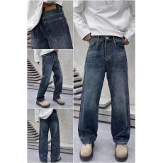 批发2025秋冬新款美式复古水洗牛仔裤男士重磅宽松直筒裤痞帅阔腿长裤