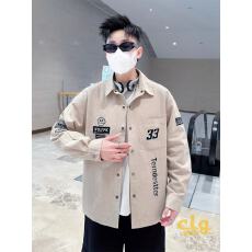 批发潮老怪字母刺绣徽章贴标帅气衬衣外套男春季宽松休闲青年工装衬衫