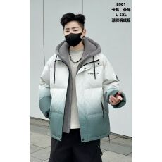 批发冬季连帽羽绒服男生新款90白鸭绒外套青少年假两件帅气扎染羽绒服