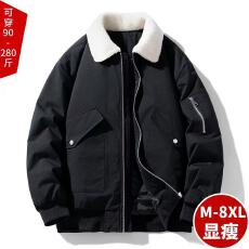 批发M-8XL加肥加大码羊羔绒外套棉服男士冬季宽松胖子加厚棉衣夹克