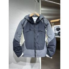 批发2025新款冬季加厚拼色潮牌连帽白鸭绒羽绒服宽松外套简约上衣潮