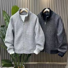 秋冬季新款美式休闲复古粗花呢小香风针织外套男加厚立领保暖夹克