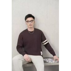 针织衫长袖毛衣男秋冬季新款拼色条纹青年修身保暖舒适打底上衣潮