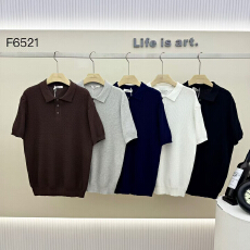 批发外贸老钱风休闲白色翻领针织<b class='q'>t</b><b class='q'>恤</b>男春夏季薄款短袖毛衣2026新款半