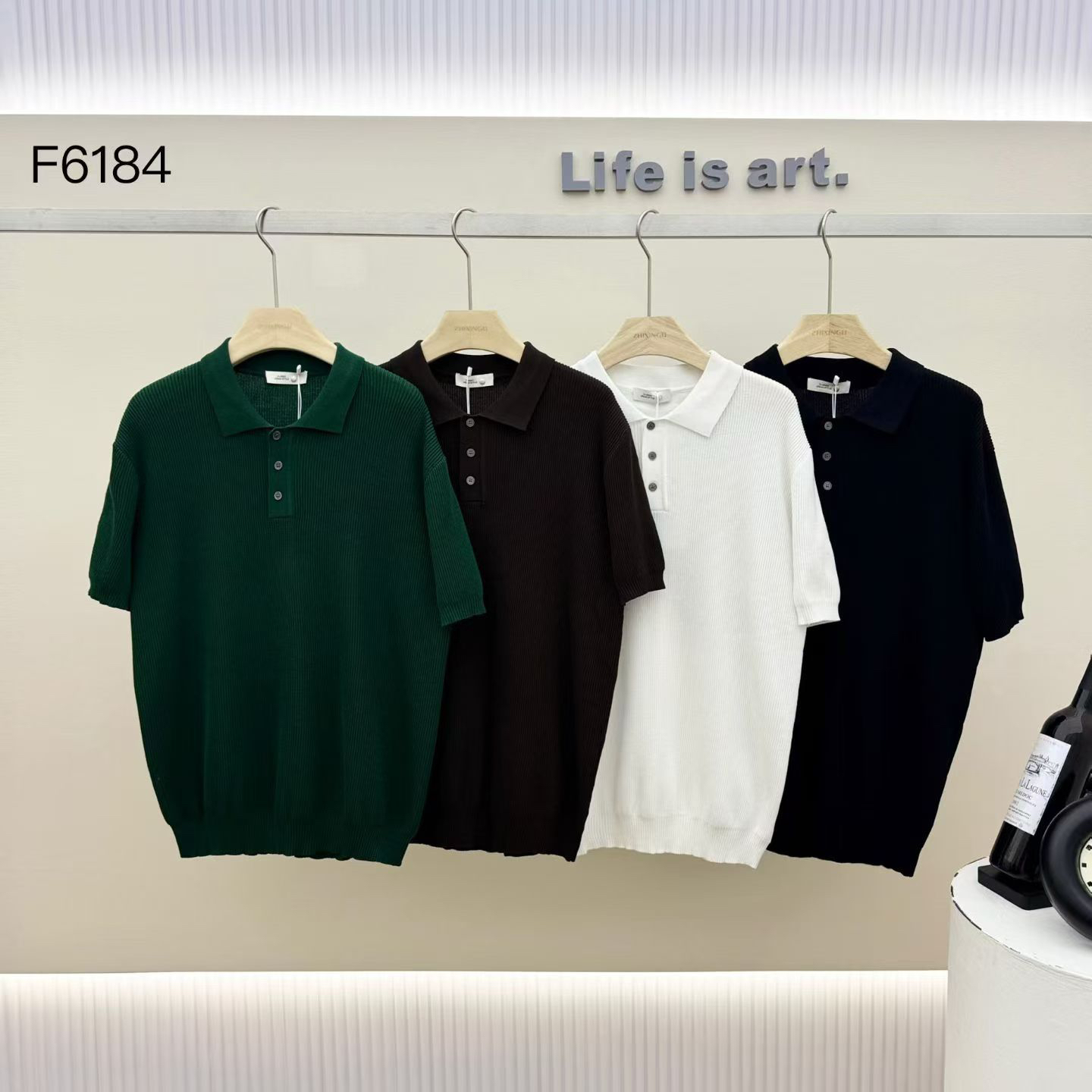 여름 새로운 고급 갈매기 칼라 POLO 셔츠 남성 캐주얼 화이트 니트 탑 옷깃 티셔츠 남성 반팔