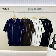 外贸半拉链短袖POLO衫男撞色夏季透气条纹翻领薄款透气休闲T恤