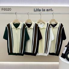 外贸半拉链短袖POLO衫男撞色夏季透气条纹翻领薄款透气休闲T恤