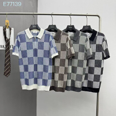 经典美式复古16针格纹撞色polo衫男士 休闲百搭老钱风短袖T恤