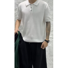 批发外贸暴款老钱风冰丝针织polo衫男款夏季新款简约休闲