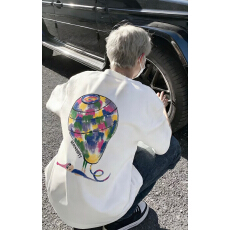 美式复古彩绘印花短袖T恤男春夏新款潮牌重磅宽松圆领打底衫上衣