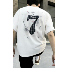 批发美式痞帅夏季潮流休闲印花重磅纯棉短袖t恤男宽松圆领百搭ins上衣