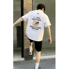 批发美式痞帅夏季潮流休闲印花重磅纯棉短袖t恤男宽松圆领百搭ins上衣