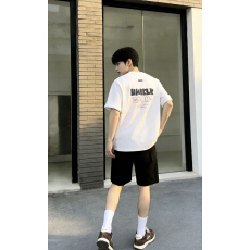 批发美式痞帅夏季潮流休闲印花重磅纯棉短袖t恤男宽松圆领百搭ins上衣