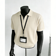 批发老钱风男装时尚高端肌理针织短袖男 夏季新款修身翻领<b class='q'>t</b><b class='q'>恤</b>polo衫男