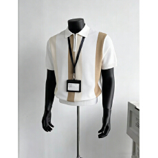 批发老钱风男装时尚高端肌理针织短袖男 夏季新款修身翻领<b class='q'>t</b><b class='q'>恤</b>polo衫男