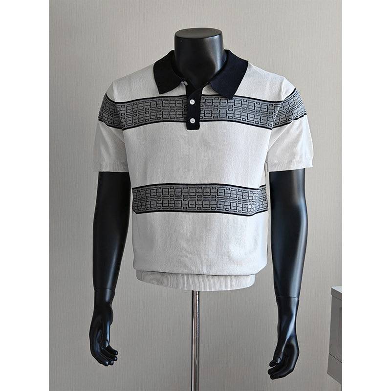 오래된 돈 바람 남성 의류 패션 고급 질감 니트 반팔 남자 여름 새로운 몸매 가꾸기 폴로 칼라 티셔츠 POLO 셔츠 남자