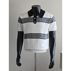 批发老钱风男装时尚高端肌理针织短袖男 夏季新款修身翻领<b class='q'>t</b><b class='q'>恤</b>polo衫男