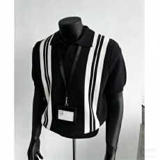 批发老钱风男装时尚高端肌理针织短袖男 夏季新款修身翻领<b class='q'>t</b><b class='q'>恤</b>polo衫男