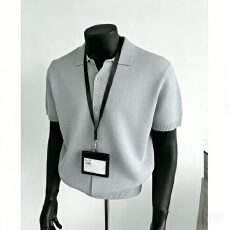 批发老钱风男装时尚高端肌理针织短袖男 夏季新款修身翻领<b class='q'>t</b><b class='q'>恤</b>polo衫男