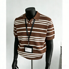 老钱风男装时尚高端肌理针织短袖男 夏季新款修身翻领t恤polo衫男