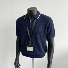 镂空冰丝半拉链polo衫男短袖修身白色针织衫男士2026新款夏