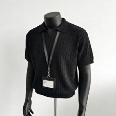 老钱风男装时尚高端肌理针织短袖男 夏季新款修身翻领t恤polo衫男