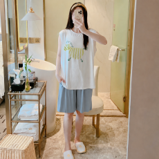 批发 L-5XL睡衣夏季无袖凉感冰丝莫代尔大码家居服套装