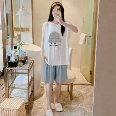 批发 L-5XL睡衣夏无袖凉感冰丝莫代尔大码家居服套装