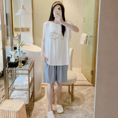 批发 L-5XL睡衣夏季无袖凉感冰丝莫代尔大码家居服套装