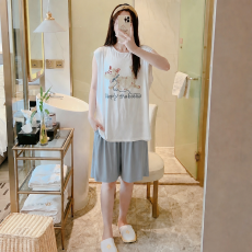 批发L-5XL <b class='q'>睡衣</b>夏无袖凉感冰丝莫代尔<b class='q'>大码</b>家居服套装