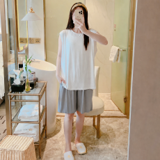 批发 L-5XL 睡衣男女夏季无袖冰丝莫代尔宽松大码家居服