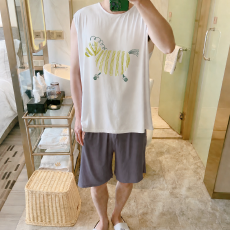 批发MJ-S96F1简绘马 L-5XL睡衣夏季无袖凉感冰丝莫代尔大码家居服套装