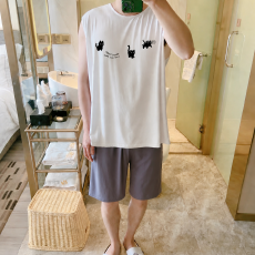 批发MJ-S96F2猫咪 L-5XL睡衣女夏季无袖凉感冰丝莫代尔大码家居服套装