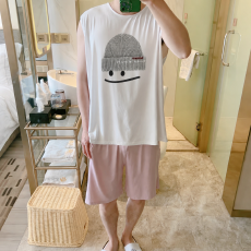 批发MJ-S97F3帽子笑 L-5XL<b class='q'>睡衣</b>夏季无袖凉感冰丝莫代尔<b class='q'>大码</b>家居服套装